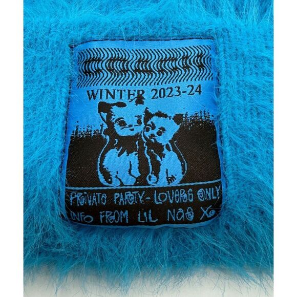 COACH THE LIL NAS X DROP BEANIE W/KITTENS PATCH NEW BLUE CP762 - Picture 2 of 3
